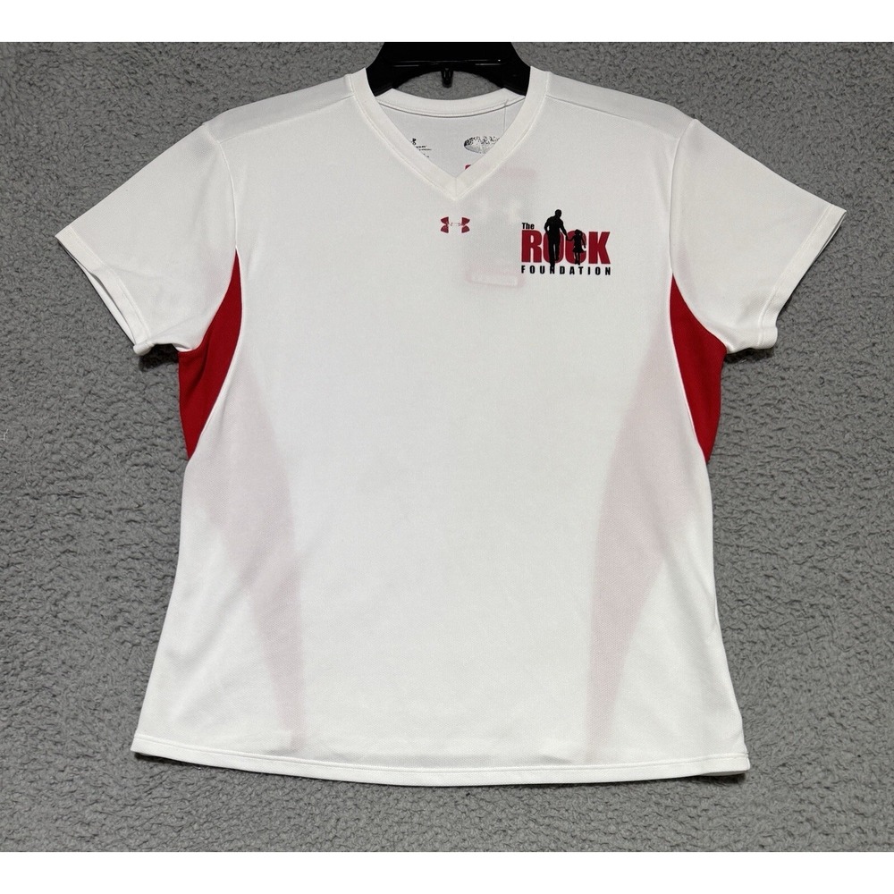 Under Armour V Neck T Shirt Womens Size Small The Rock Foundation Logo